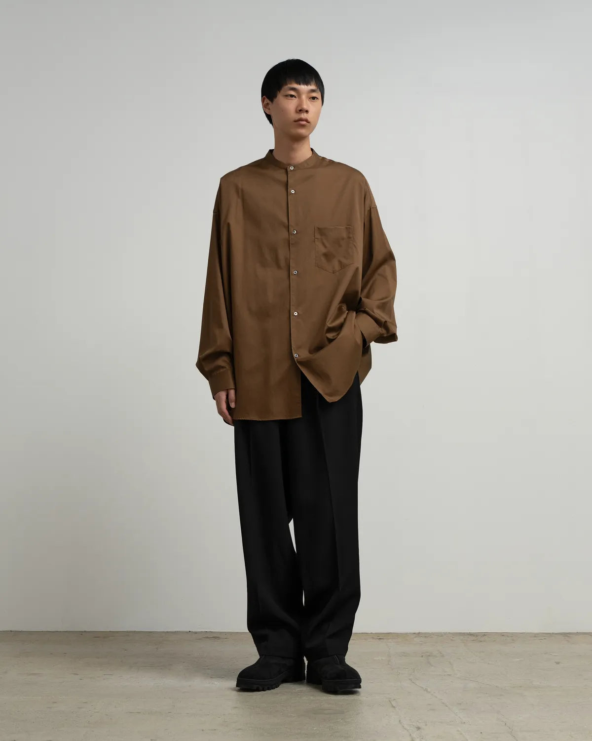 Graphpaper / Silicon Poplin Oversized Band Collar Shirt (GM263-50197)