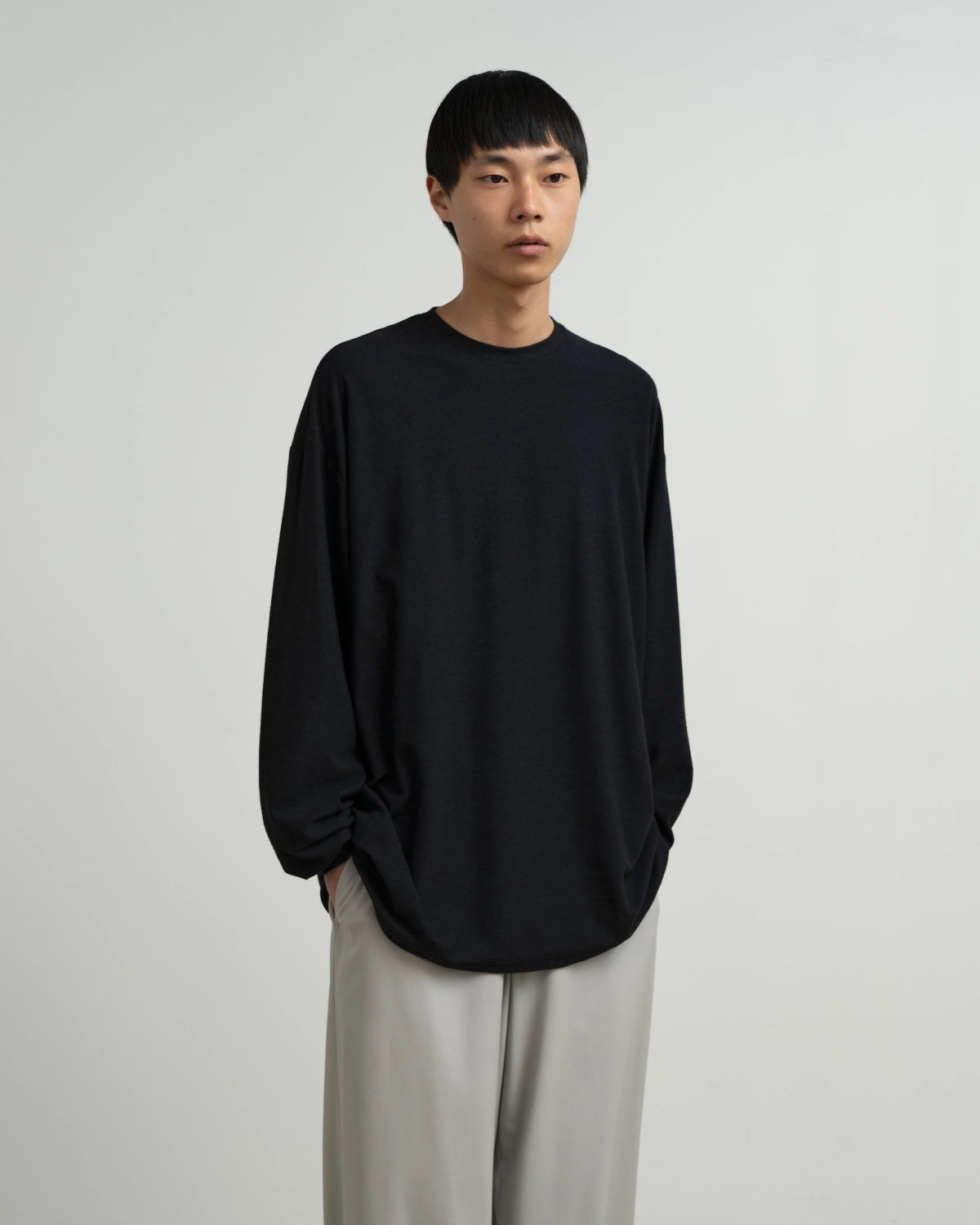 Graphpaper / Cotton Wool Ripple Crew Neck L/S Tee (GM263-70304)