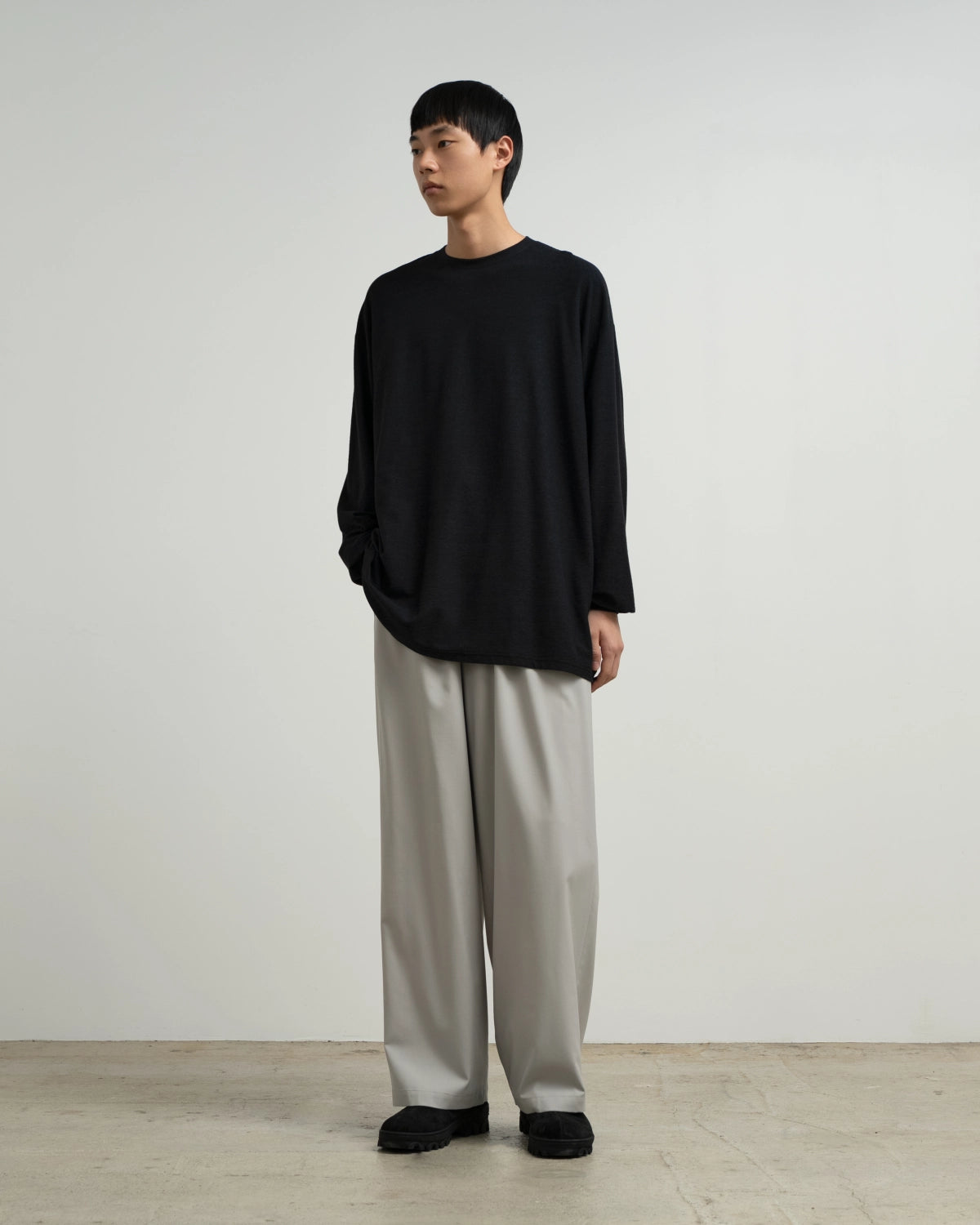 Graphpaper / Cotton Wool Ripple Crew Neck L/S Tee (GM263-70304)