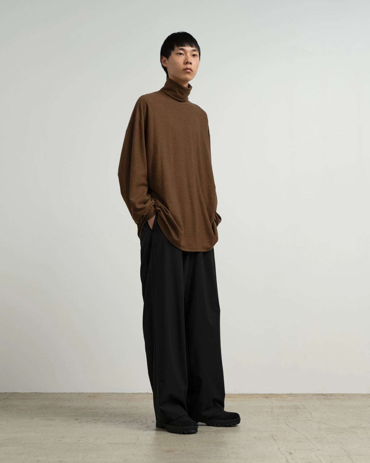 Graphpaper / Cotton Wool Ripple High Neck L/S Tee (GM263-70305)
