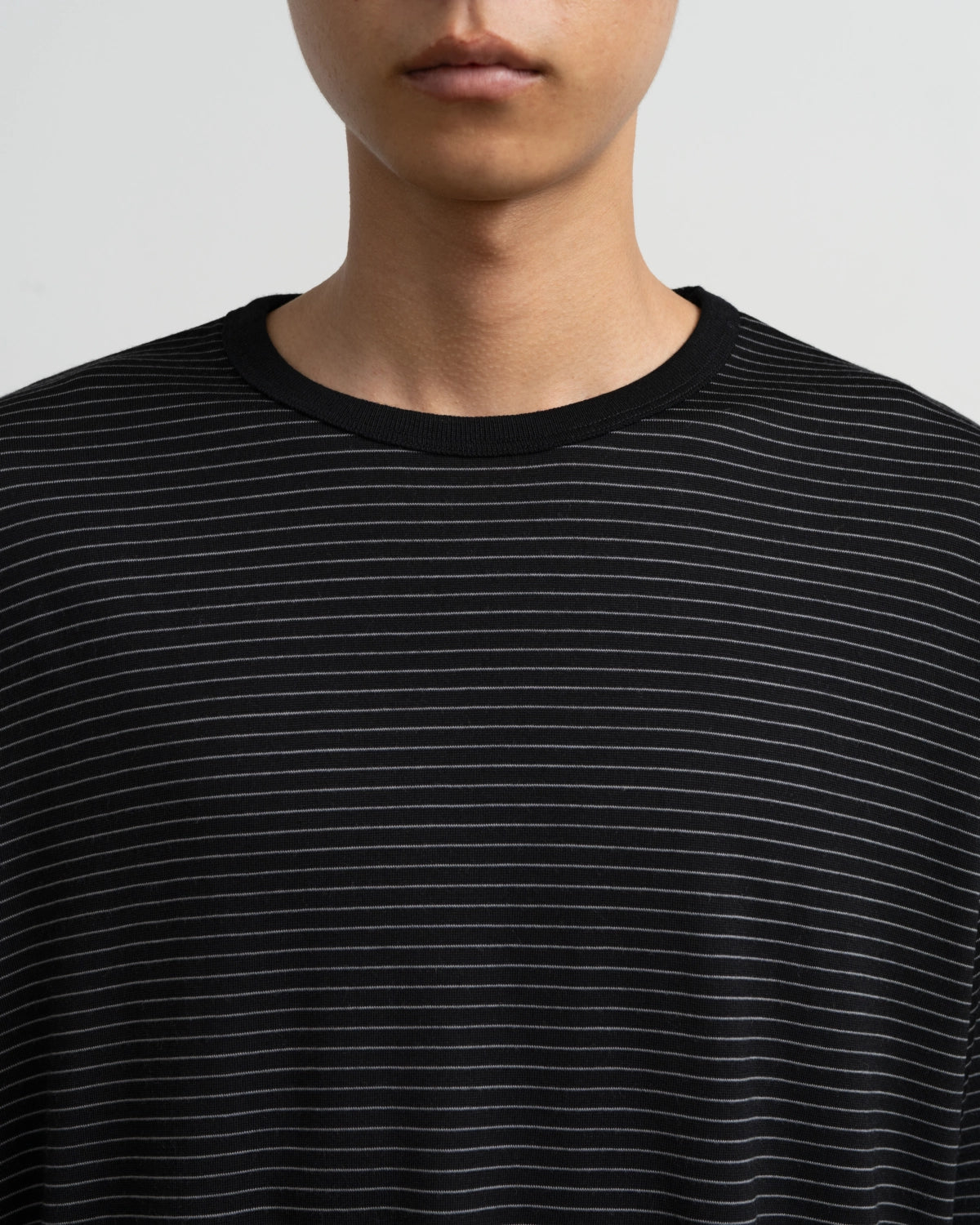 Graphpaper / Fine Wool Border L/S Crew Neck Tee (GU263-70158B)