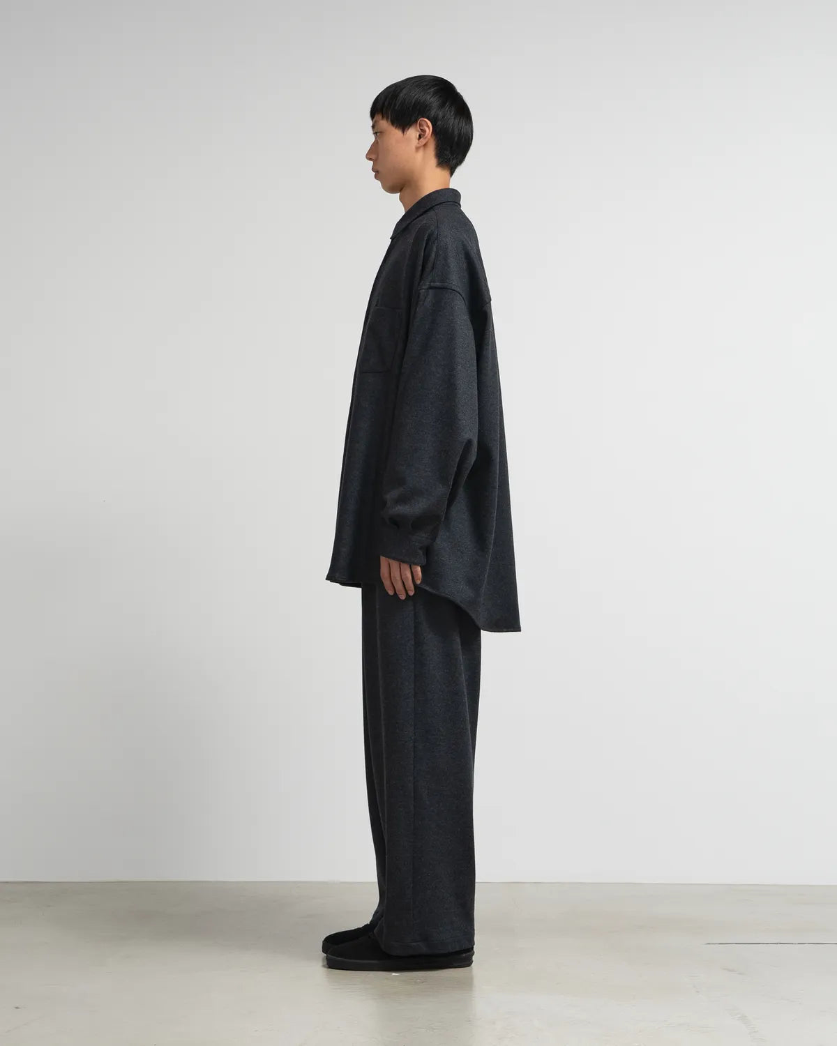 Graphpaper / Wool Smooth Flannel Oversized Regular Collar Shirt (GU263-50521B)