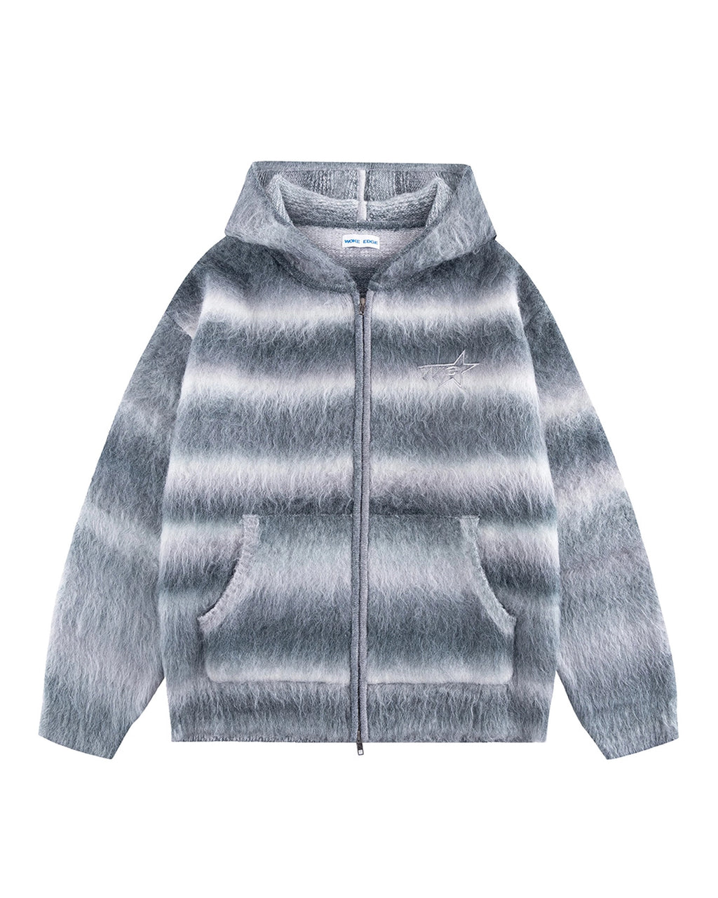 【超美品】WOKE EDGEニットセーター クリーム Gradation-Mohair-Zip-