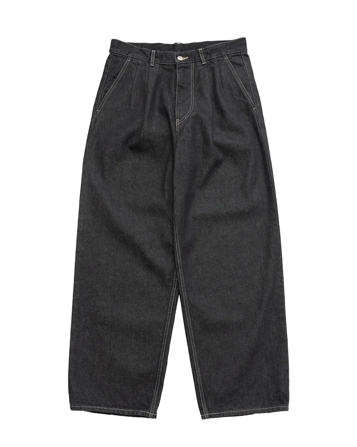 Graphpaper の Gray Tone Cone Denim Two Tuck Pants (GM252-40067RB)