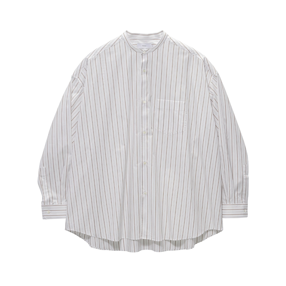 Graphpaper / SIDOGRAS Brown Stripe L/S Oversized Band Collar Shirt