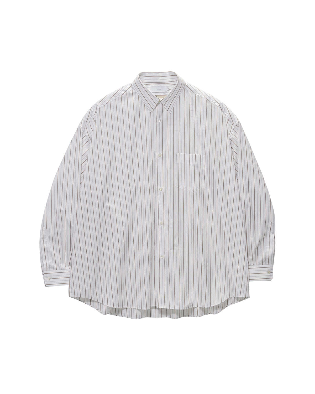 Graphpaper の SIDOGRAS Brown Stripe L/S Oversized Regular Collar Shirt (GM263-50345)