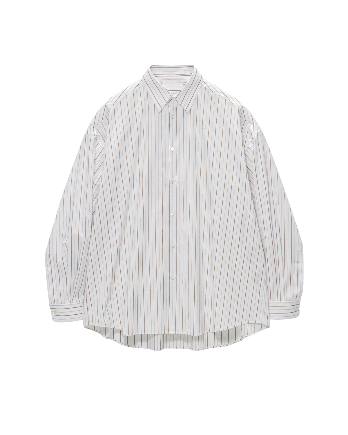 Graphpaper の SIDOGRAS Brown Stripe Oversized Regular Collar Shirt (GL263-50347)