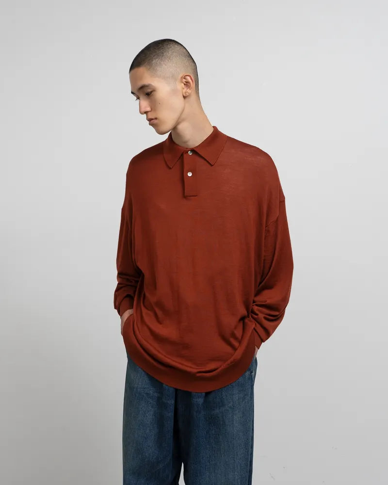 Graphpaper / High Gauge Knit Oversized L/S Polo (GU243-80315C)