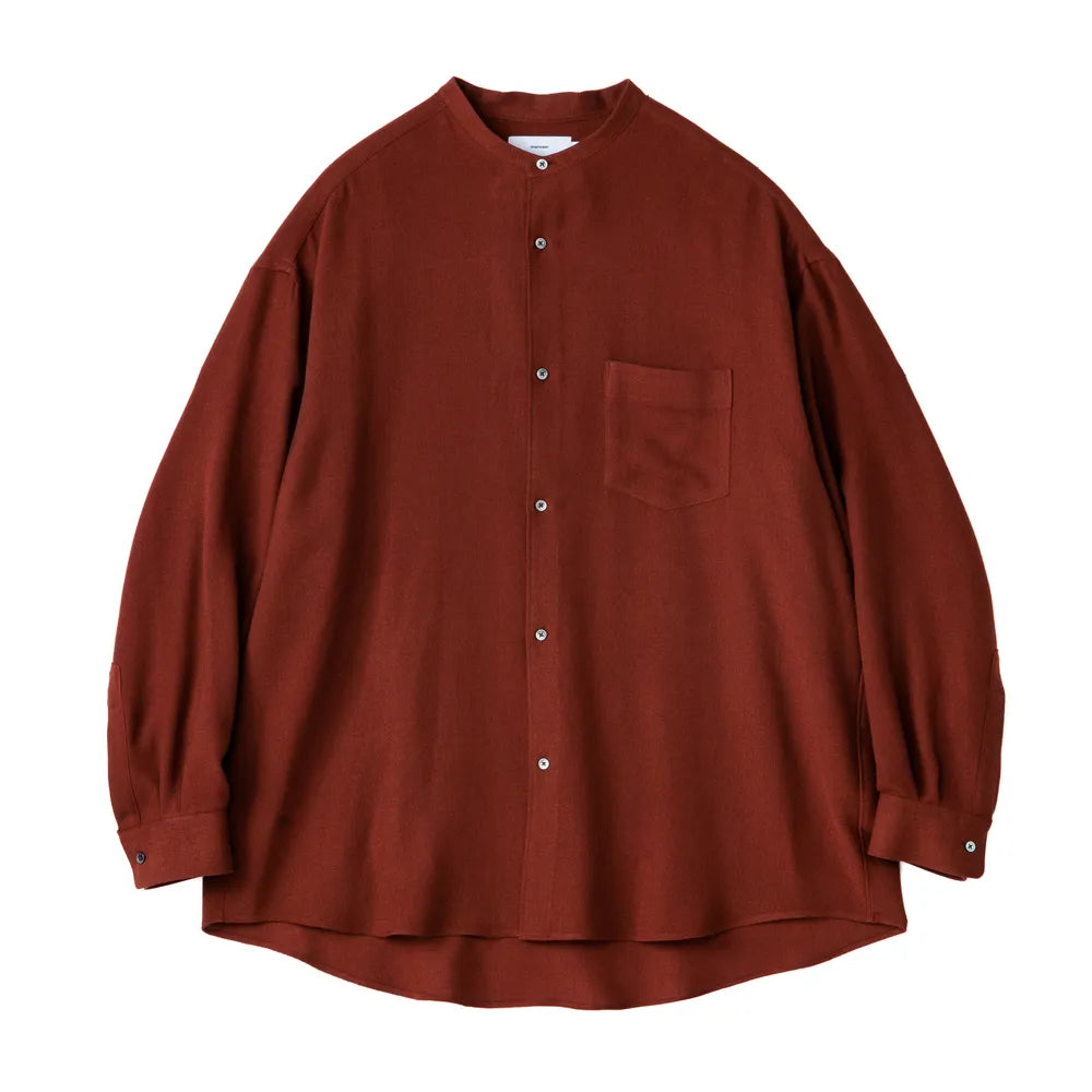 Graphpaper / Viscose Wool Viyella Oversized Band Collar Shirt (GM243-50059)