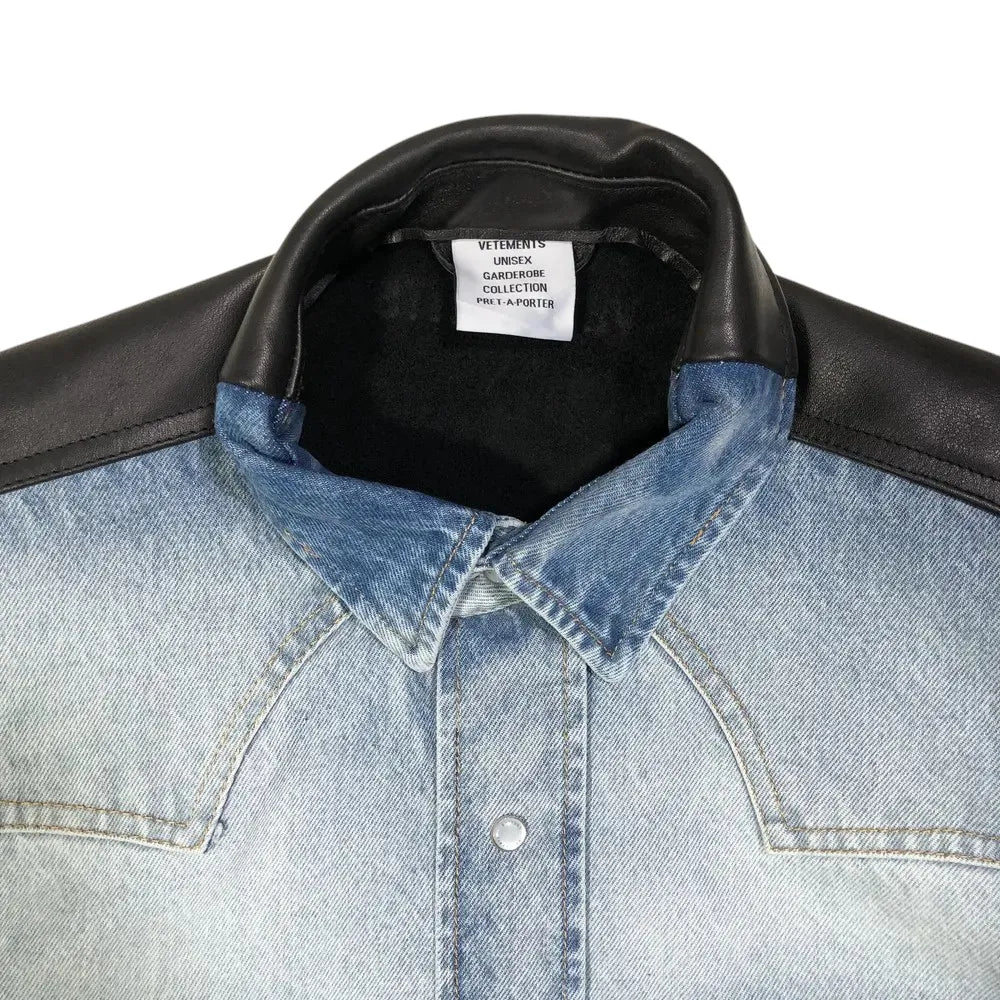 VETEMENTS / DENIM LEATHER MERGED SHIRT (UA66SH520LB2806)