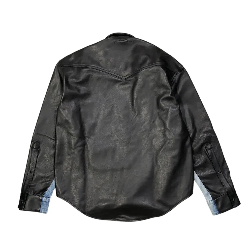 VETEMENTS / DENIM LEATHER MERGED SHIRT (UA66SH520LB2806)