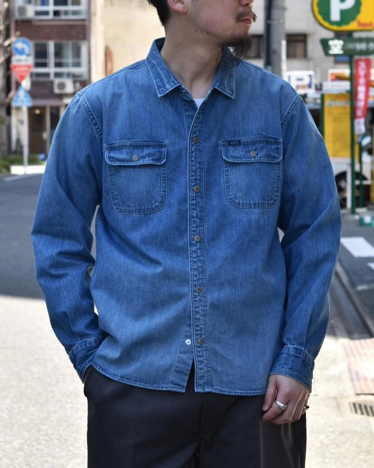 RATS デニム長袖シャツ ブルー/グレー RATS デニム長袖シャツ ブルー/グレー RATS デニム長袖シャツ