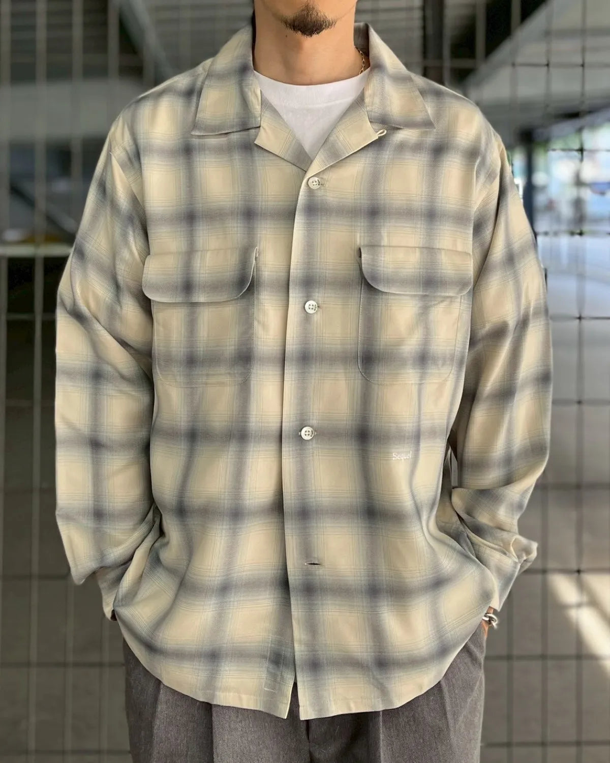 SEQUEL / OMBRE CHECK LONG SLEEBE SHIRT (SQ-26SS-SH-02)