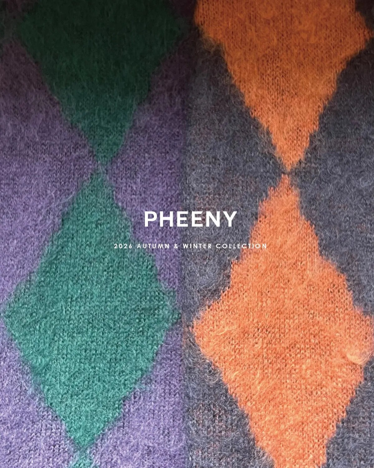 PHEENY / Kid Mohair Diamond Check Muffler (PA26-AC01)