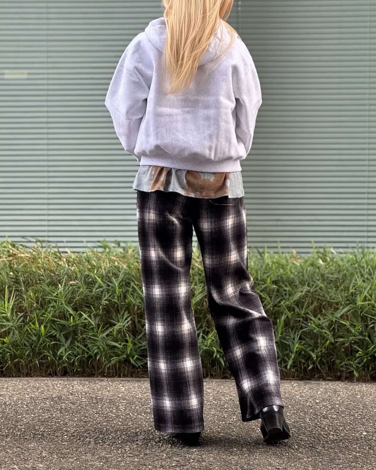 PHEENY / Ombre Check Stretch Corduroy Wide Pants (PA26-CS16)