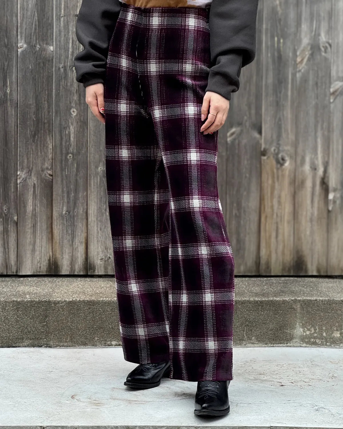 PHEENY / Ombre Check Stretch Corduroy Wide Pants (PA26-CS16)