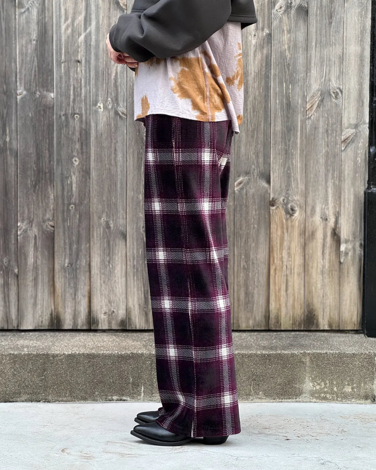 PHEENY / Ombre Check Stretch Corduroy Wide Pants (PA26-CS16)