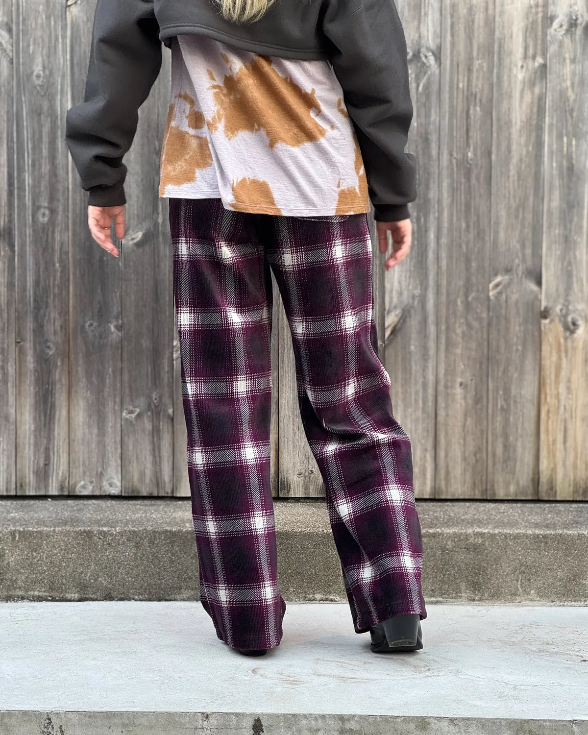 PHEENY / Ombre Check Stretch Corduroy Wide Pants (PA26-CS16)
