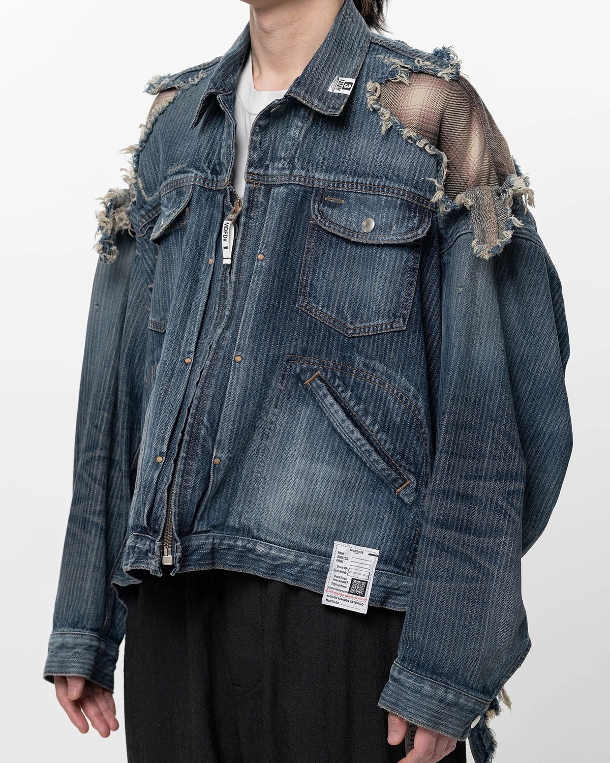 Maison MIHARA YASUHIRO / Check Shirt Layered Denim Jacket (J16BL121)