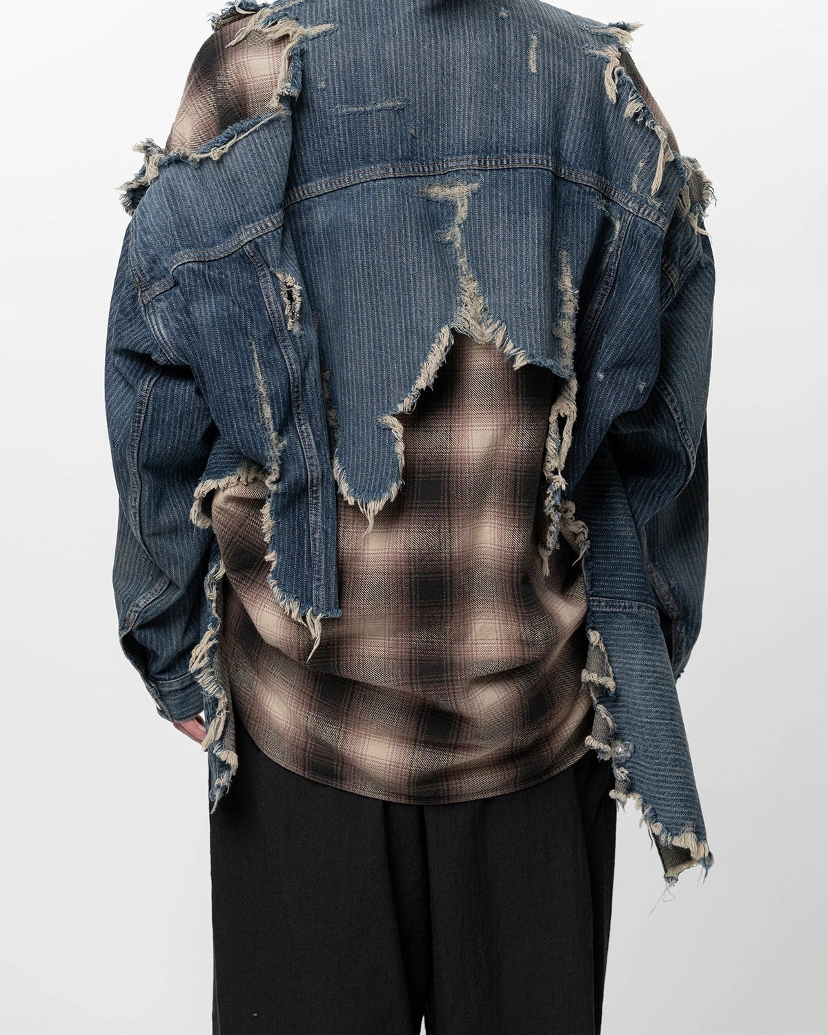 Maison MIHARA YASUHIRO / Check Shirt Layered Denim Jacket (J16BL121)