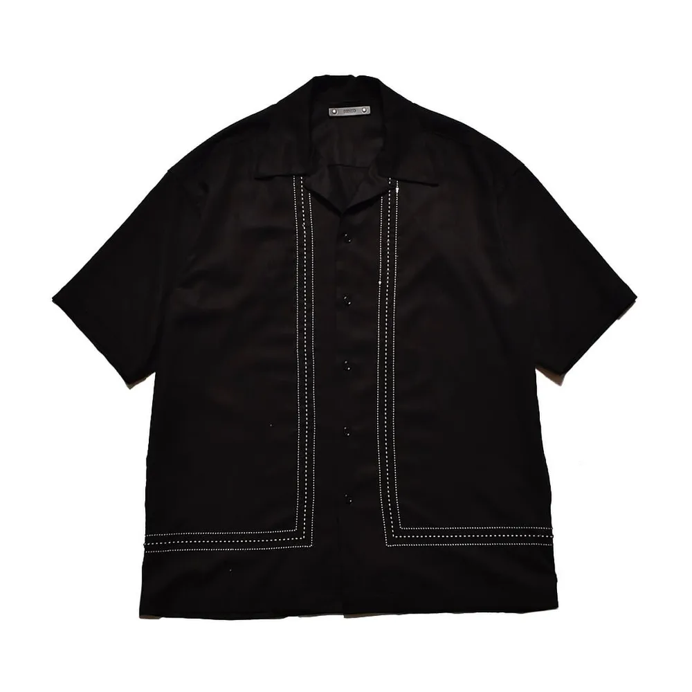 MINEDENIM  の Rayon Spangle Panel Line Open Collar Shirt (2404-5002)