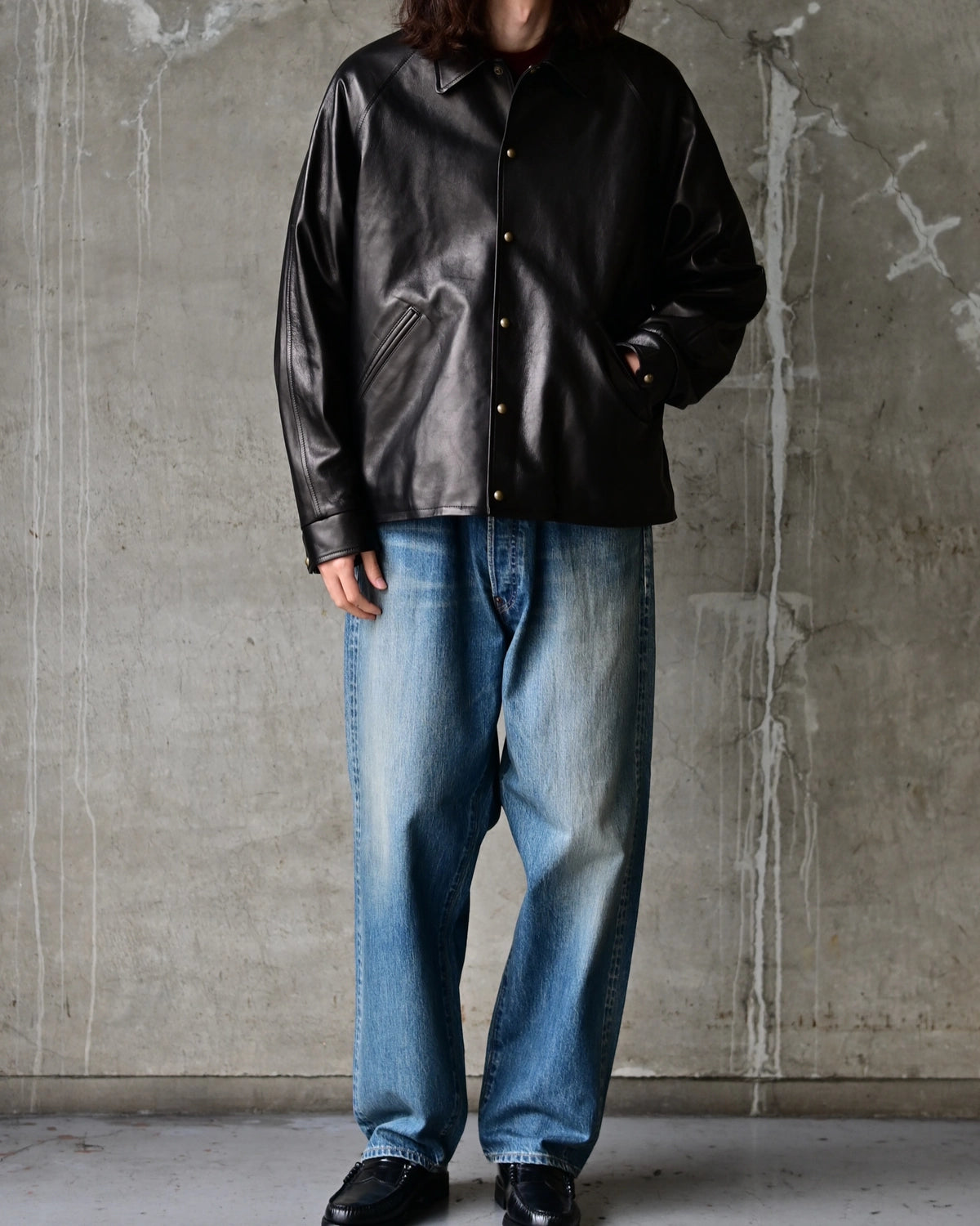 A.PRESSE / Leather Coach Jacket (26AAP-01-01)
