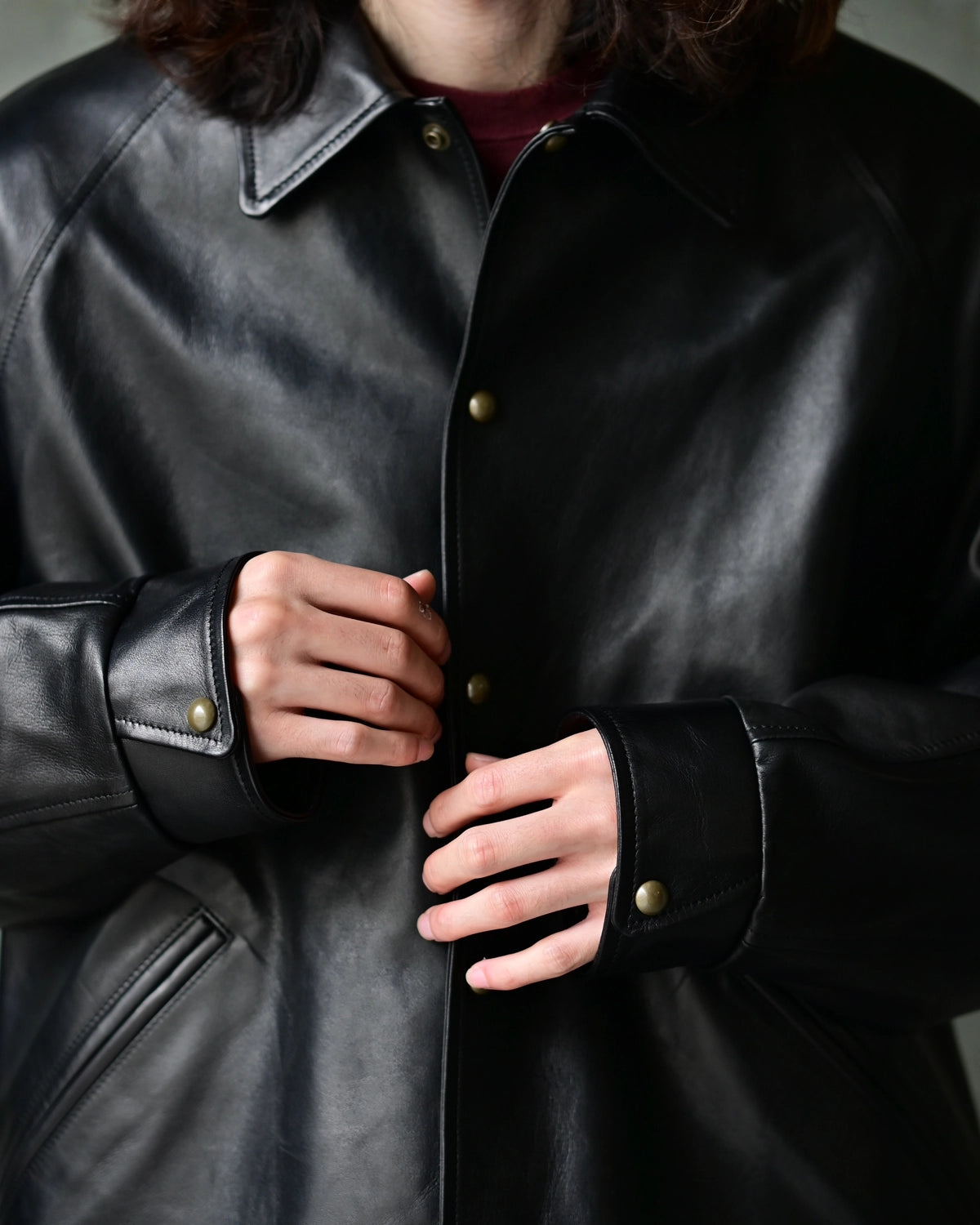 A.PRESSE / Leather Coach Jacket (26AAP-01-01)