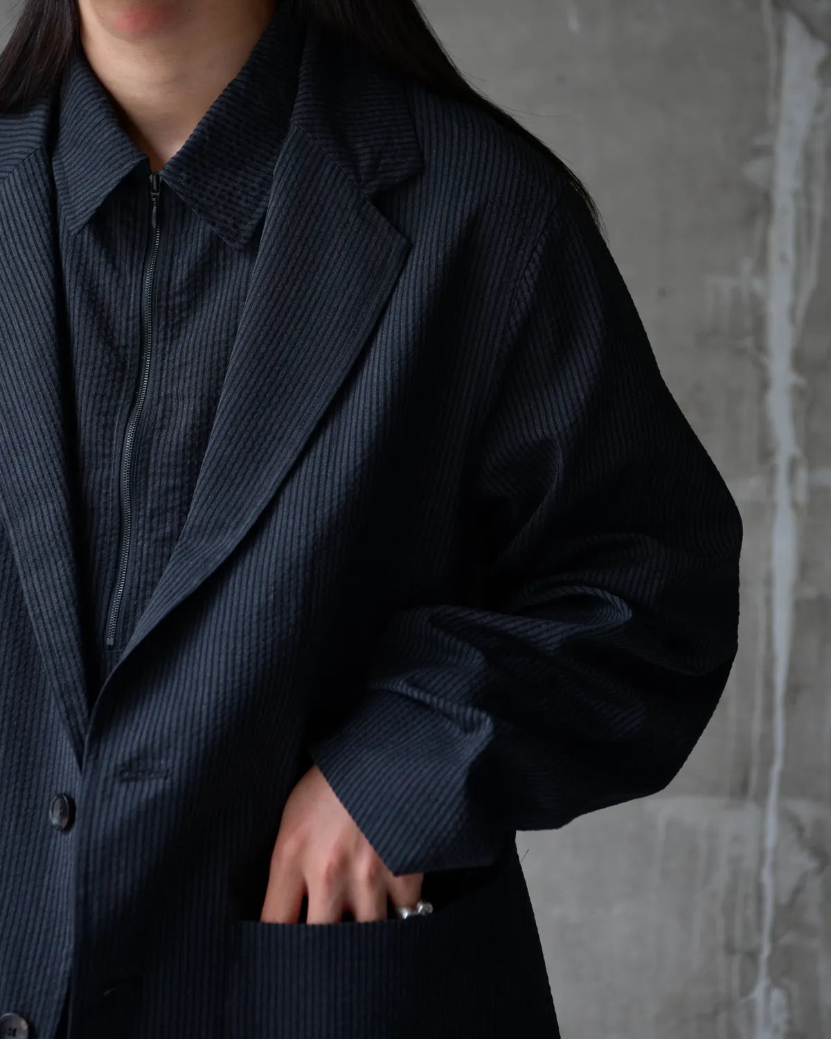 marka / Wool seersucker / Stroll Around Jacket (M26B03JK01C)