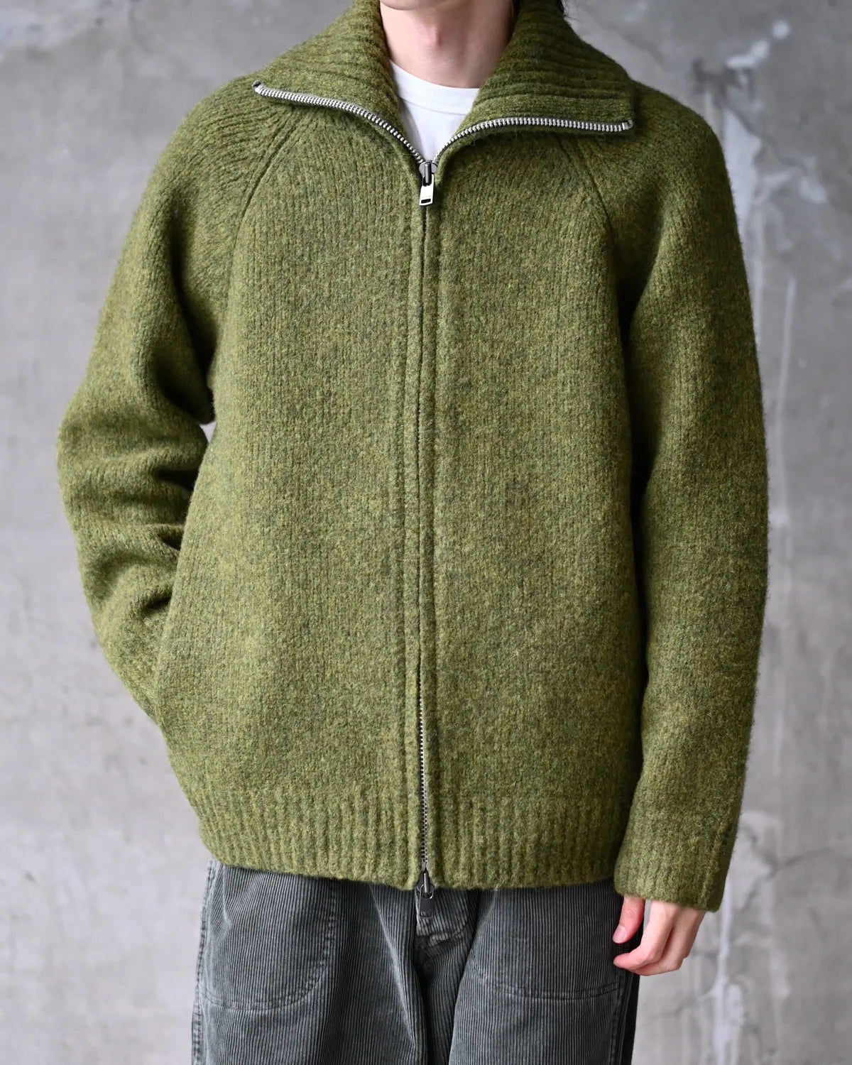 NONNATIVE / HIKER HIGH NECK ZIP BLOUSON WOOL BOUCLE KNIT (NN-K4907)