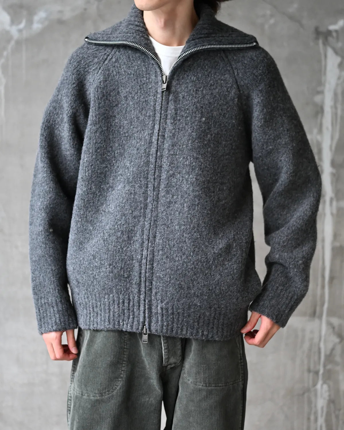 NONNATIVE / HIKER HIGH NECK ZIP BLOUSON WOOL BOUCLE KNIT (NN-K4907)