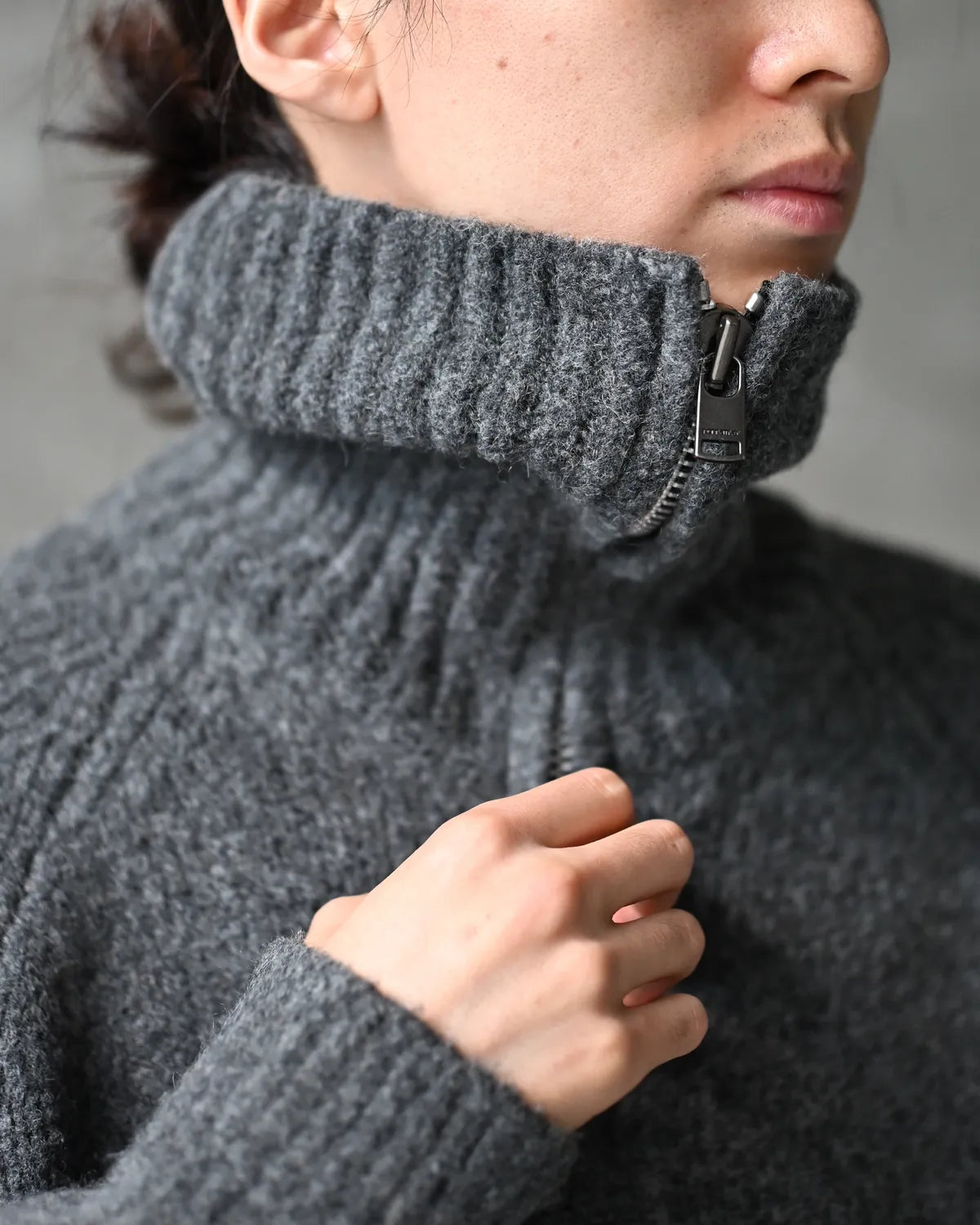 NONNATIVE / HIKER HIGH NECK ZIP BLOUSON WOOL BOUCLE KNIT (NN-K4907)