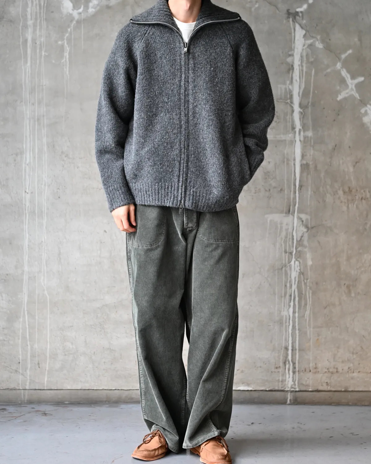 NONNATIVE / HIKER HIGH NECK ZIP BLOUSON WOOL BOUCLE KNIT (NN-K4907)