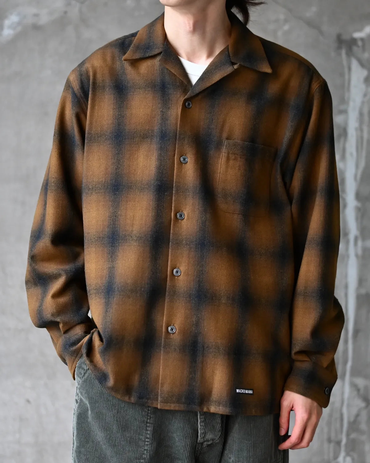 WACKO MARIA × PENDLETON / WOOL OMBRE CHECK OPEN COLLAR SHIRT L/S -TYPE-2- (26FW-WMS-PE02)