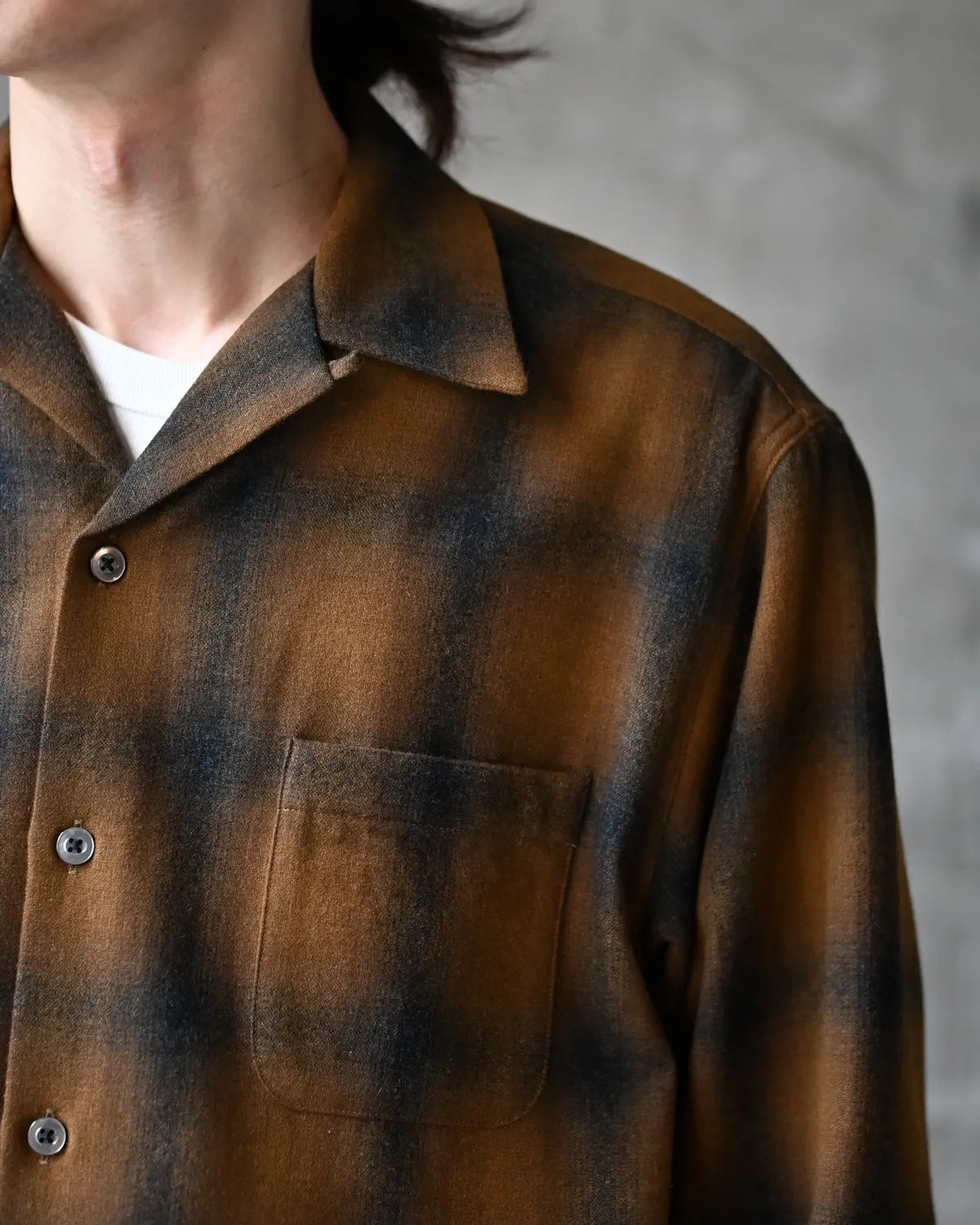 WACKO MARIA × PENDLETON / WOOL OMBRE CHECK OPEN COLLAR SHIRT L/S -TYPE-2- (26FW-WMS-PE02)