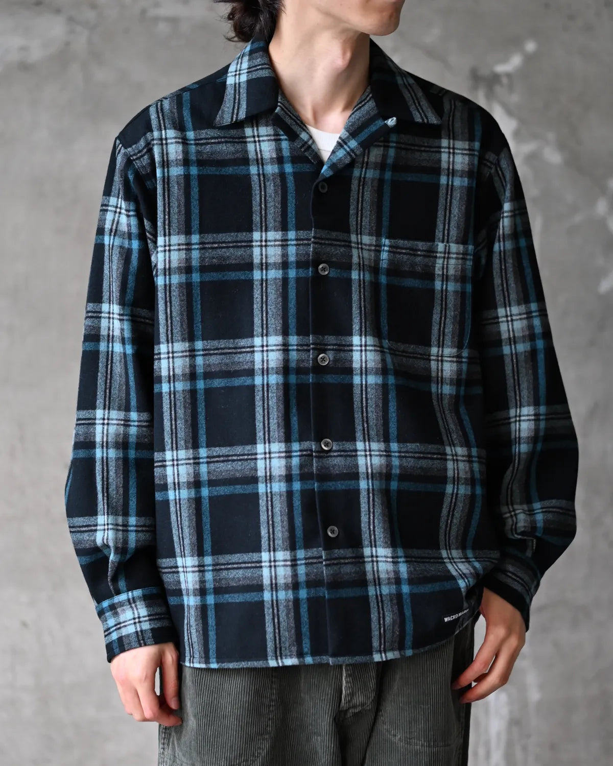 WACKO MARIA × PENDLETON / WOOL OMBRE CHECK OPEN COLLAR SHIRT L/S -TYPE-3- (26FW-WMS-PE03)