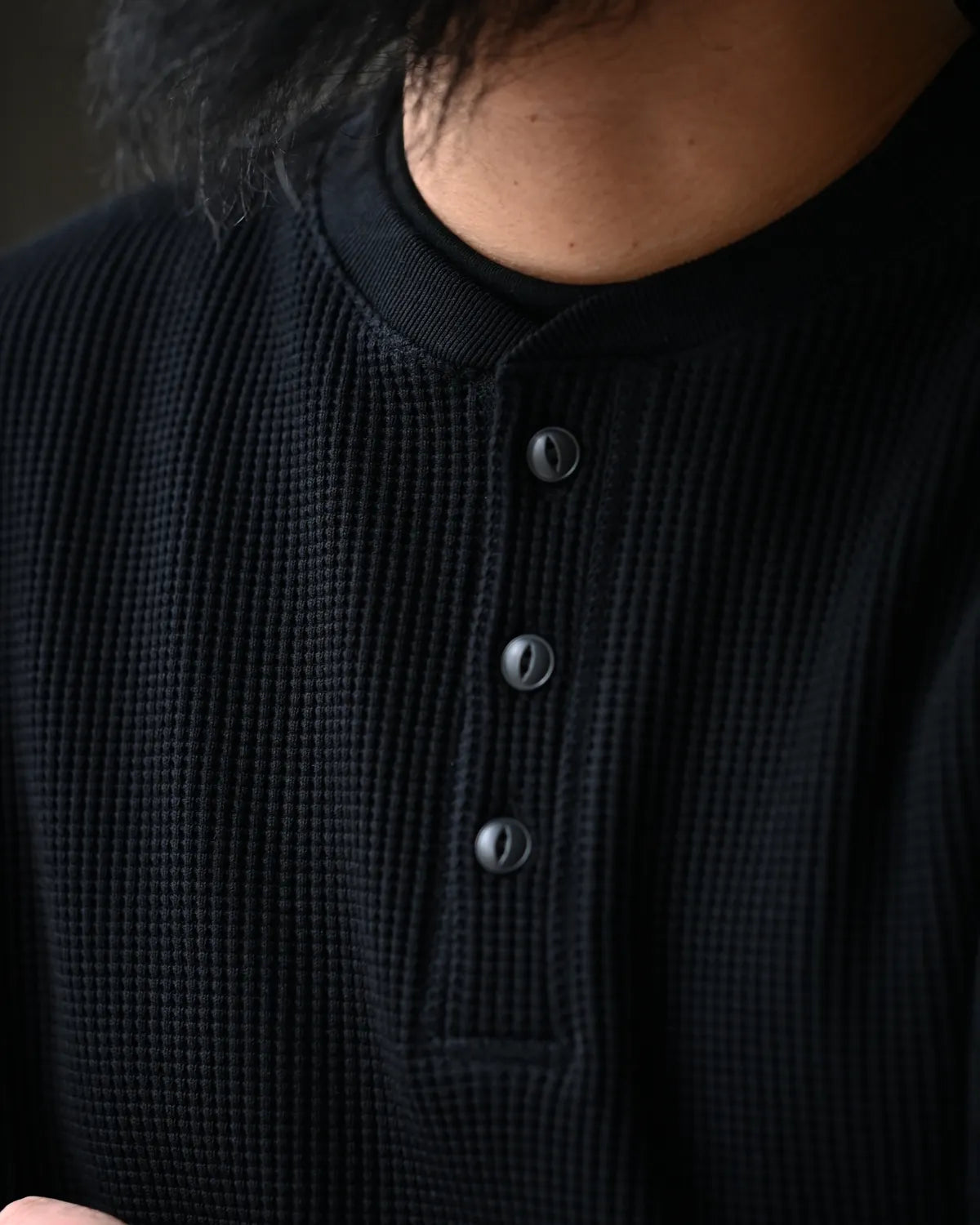 COOTIE PRODUCTIONS / N/C Waffle Henley-Neck Pullover (CTE-26A318)