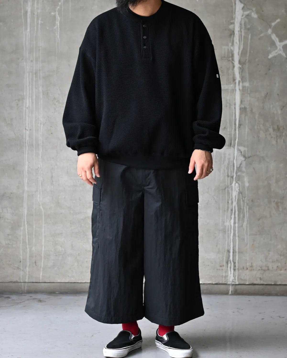 COOTIE PRODUCTIONS / N/C Waffle Henley-Neck Pullover (CTE-26A318)