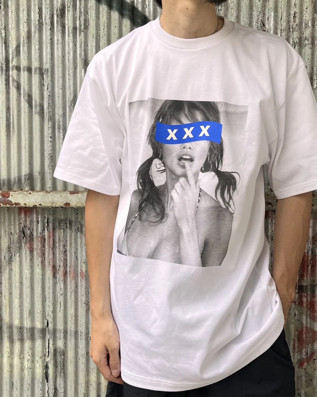 GOD SELECTION XXX / Blue Box Logo Monochrome Photo Tee (GX-S26-ST-13)