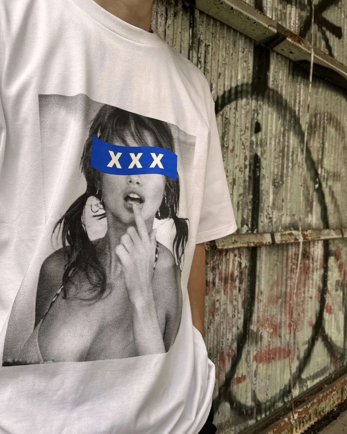 GOD SELECTION XXX / Blue Box Logo Monochrome Photo Tee (GX-S26-ST-13)