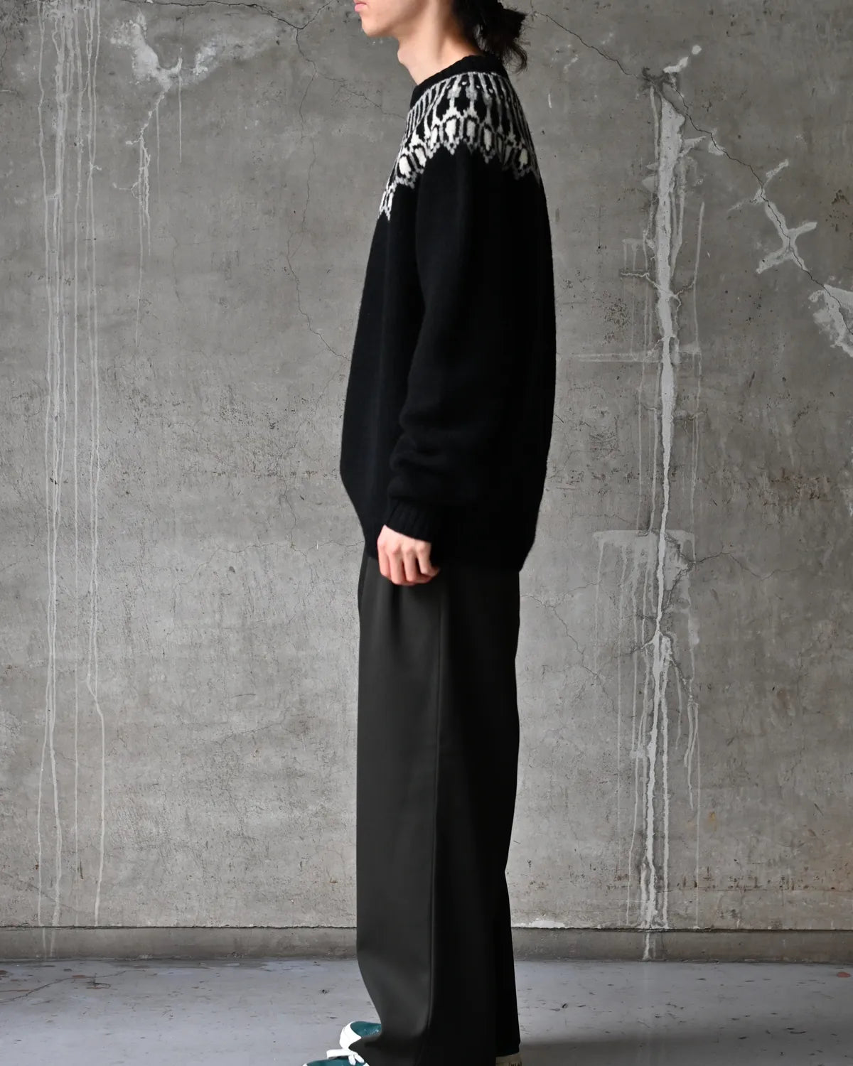 NONNATIVE / EXPLORER HAND-KNIT CREW SWEATER LINCOLN WOOL YARN (NN-K4908)