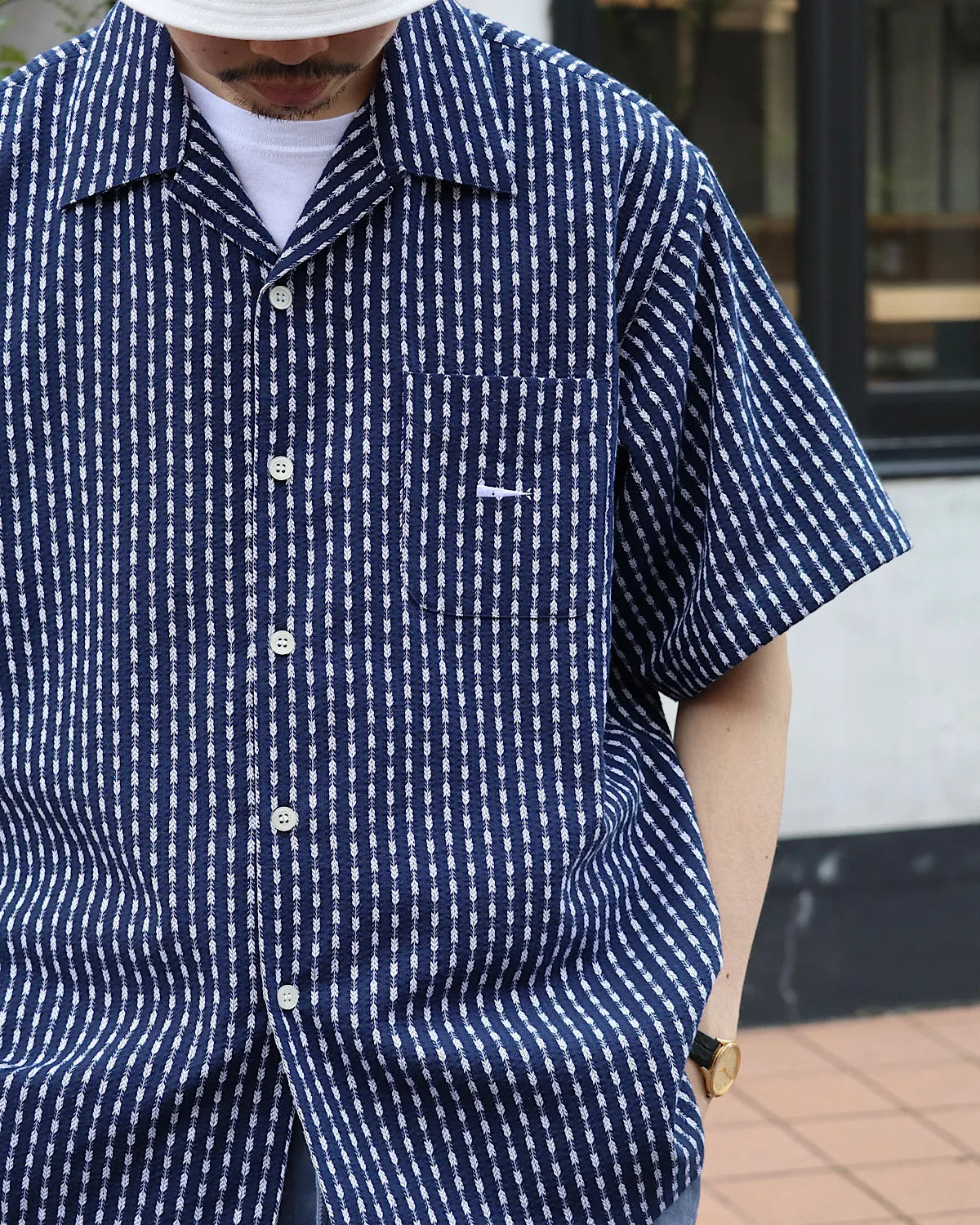 DESCENDANT / PIER OPEN COLLAR TEXTILE SS SHIRT (261CPDS-SHM06)