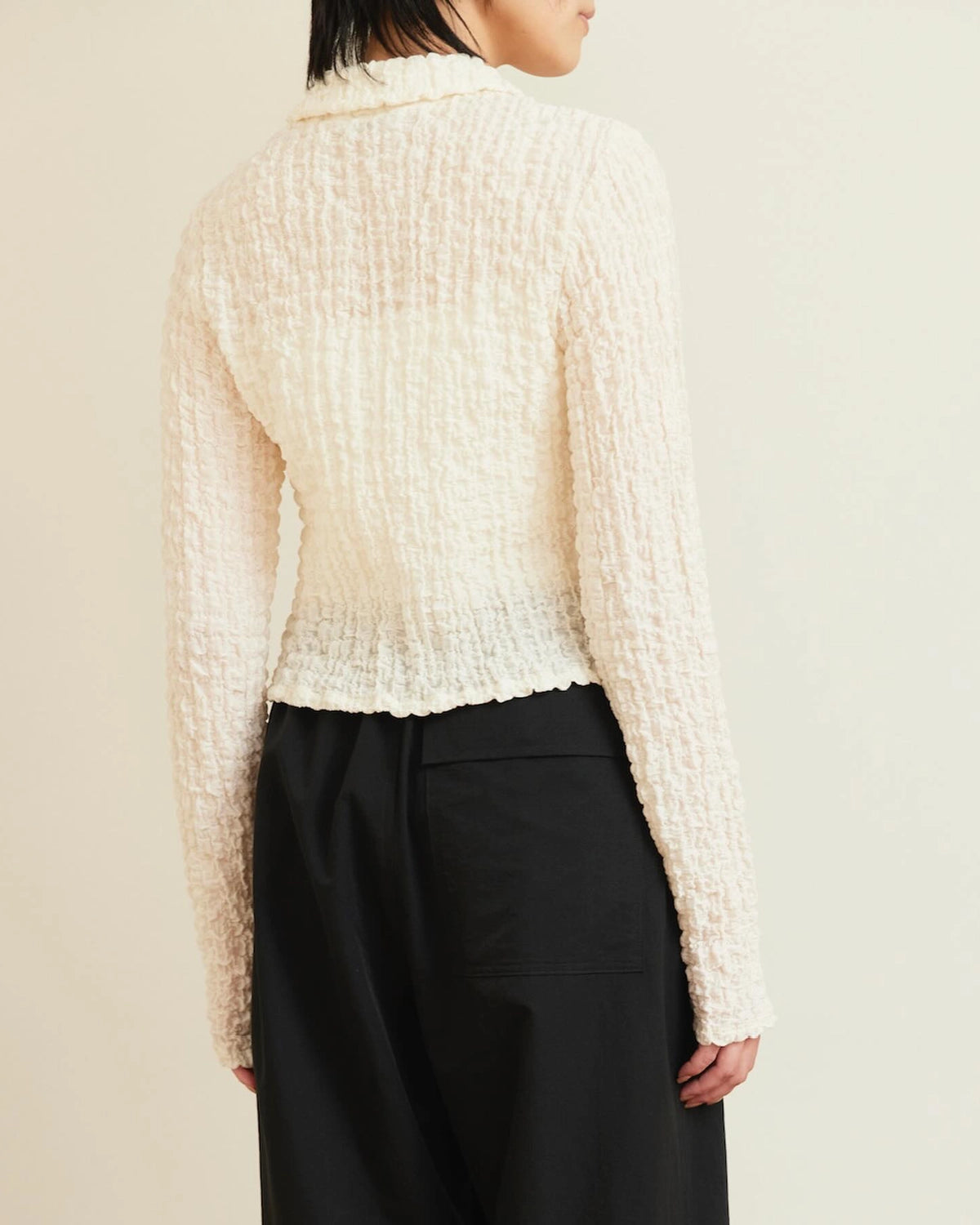 PHEENY / Shrink Lace Cropped Shirt (PS26-CS18)