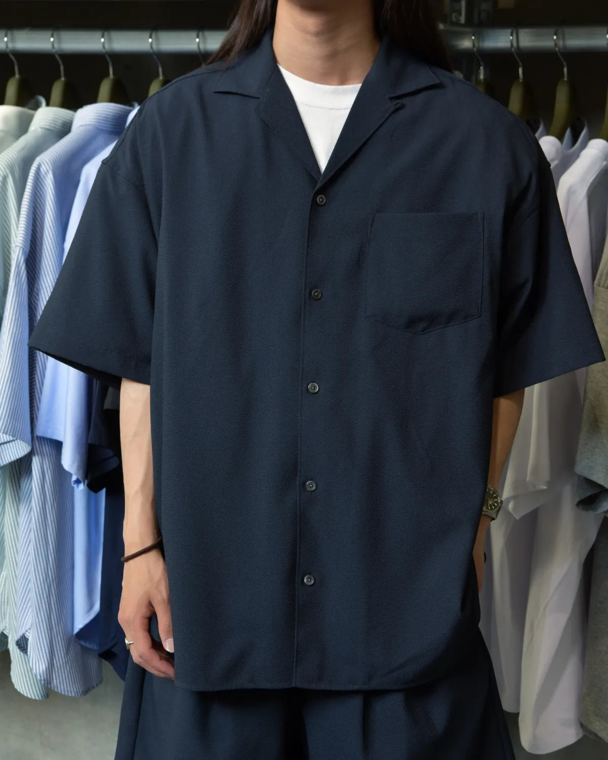 FreshService / SEERSUCKER STRIPE OPEN COLLAR SHIRT (FSC262-50113)