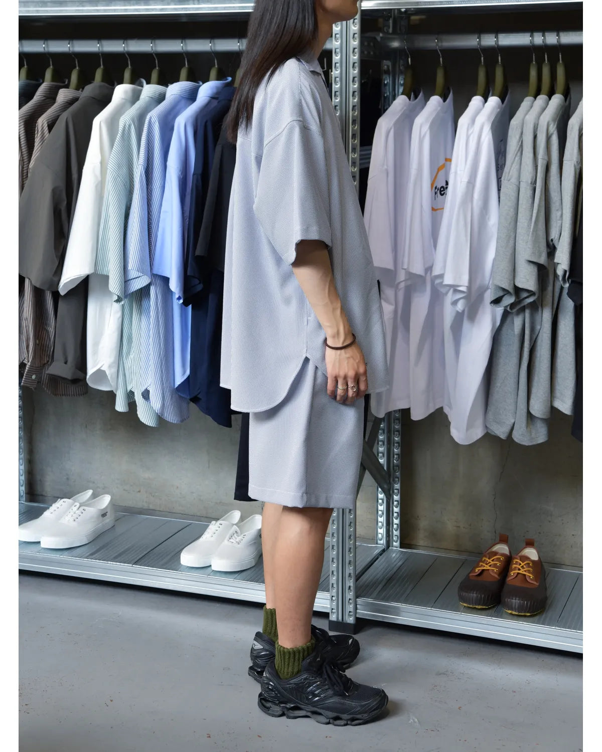 FreshService / SEERSUCKER STRIPE OPEN COLLAR SHIRT (FSC262-50113)