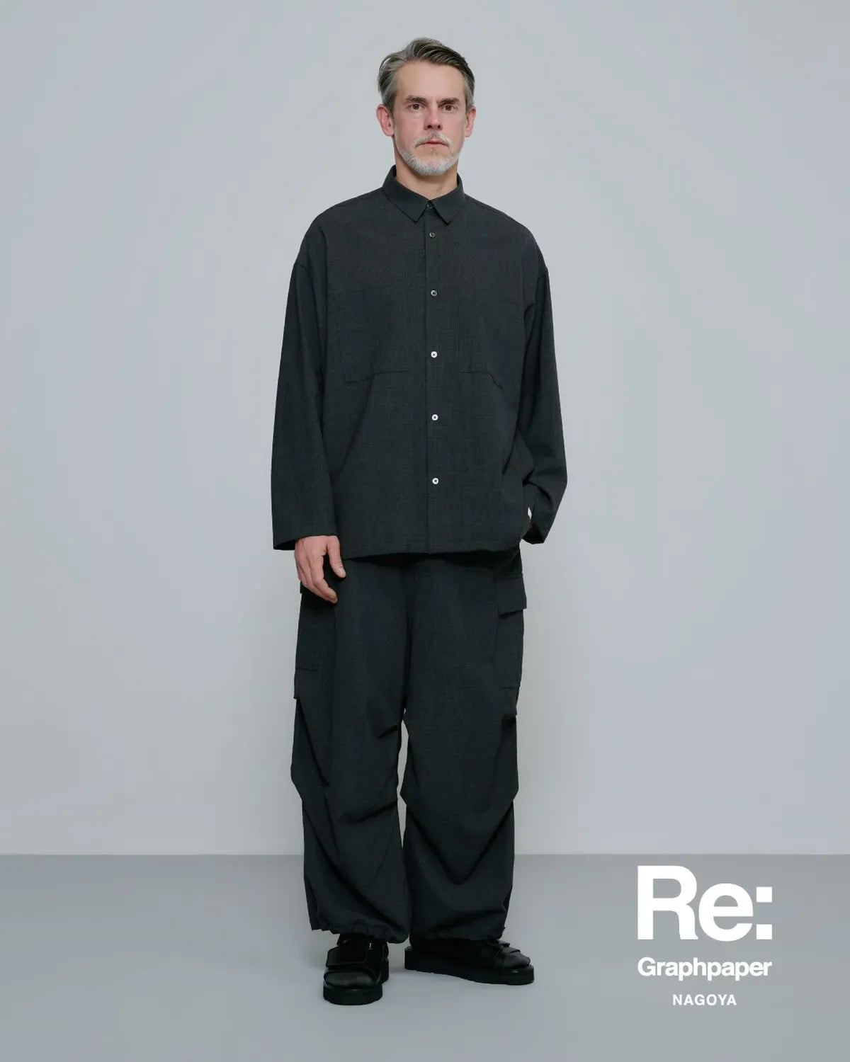 Graphpaper Re: (※Graphpaper NAGOYA EXCLUSIVE) / Grain Wool Military Cargo Cropped Pants (GM262-40701N)