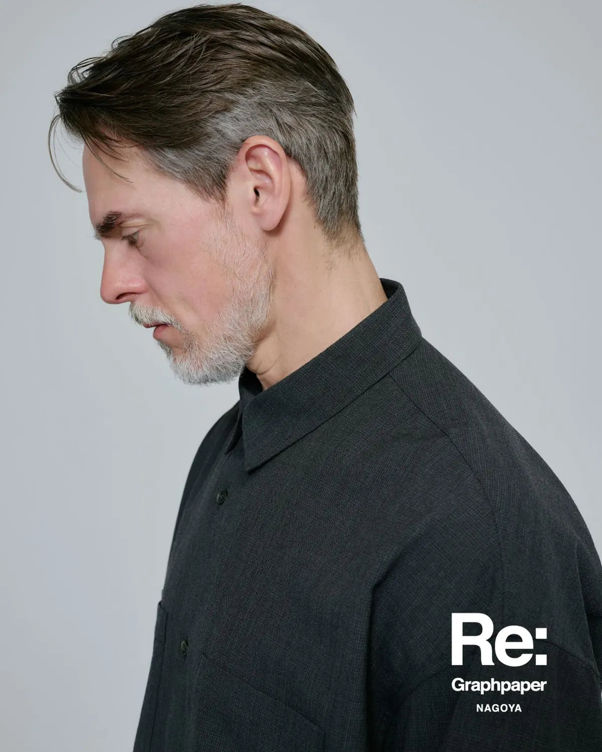 Graphpaper Re: (※Graphpaper NAGOYA EXCLUSIVE) / Grain Wool L/S Oversized Box Shirt (GM262-50700N)