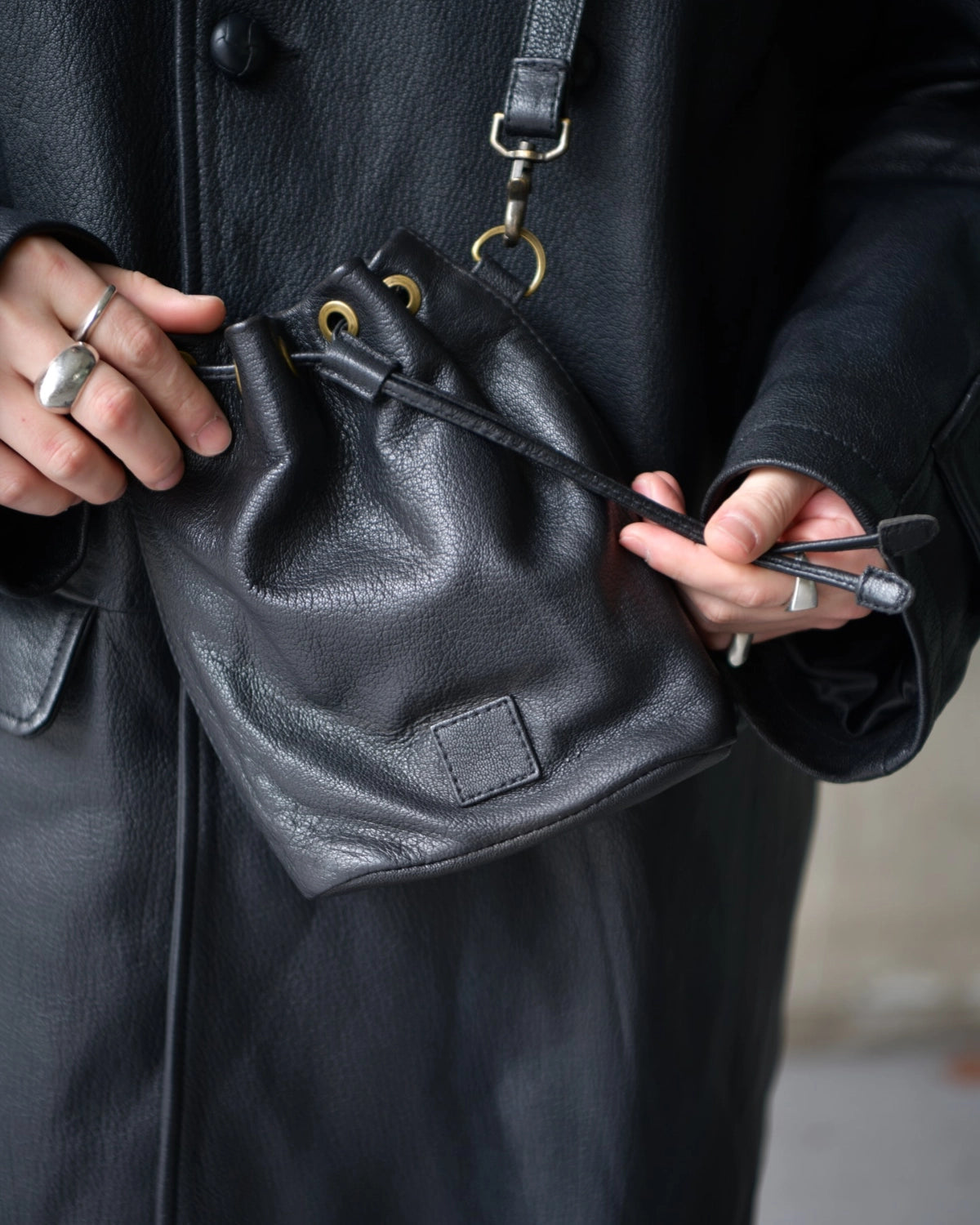 refomed × CCU / CCU LEATHER "KINCHAKU" BAG (REAC-CCU02)