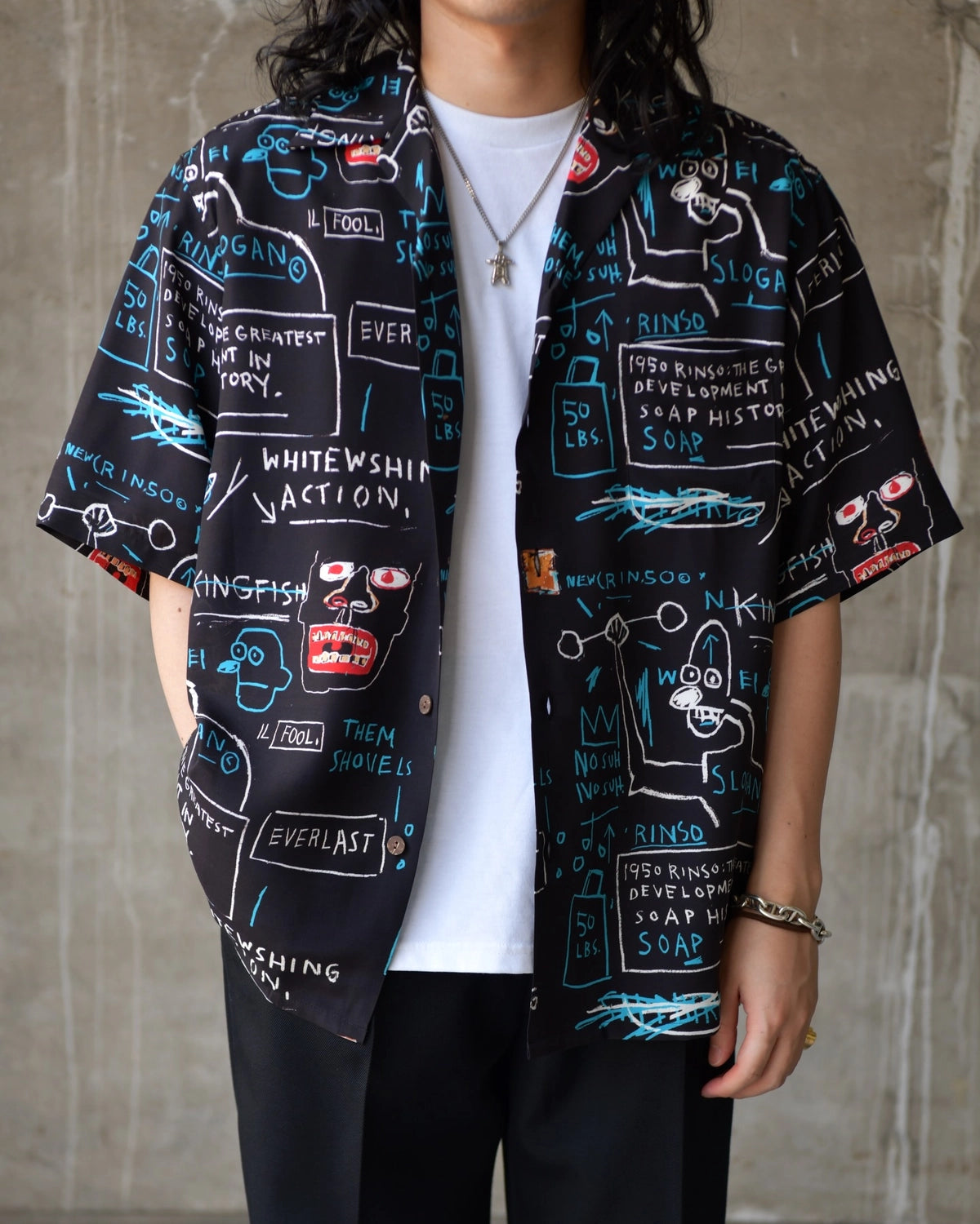 WACKO MARIA × JEAN-MICHEL BASQUIAT / S/S HAWAIIAN SHIRT -TYPE-1- (BASQUIAT-WM-HI25)