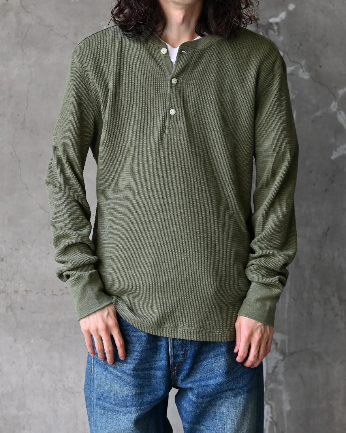 RRL / ガーメントダイド ワッフルニット ヘンリーネック シャツ (MNRRKNI16820215)