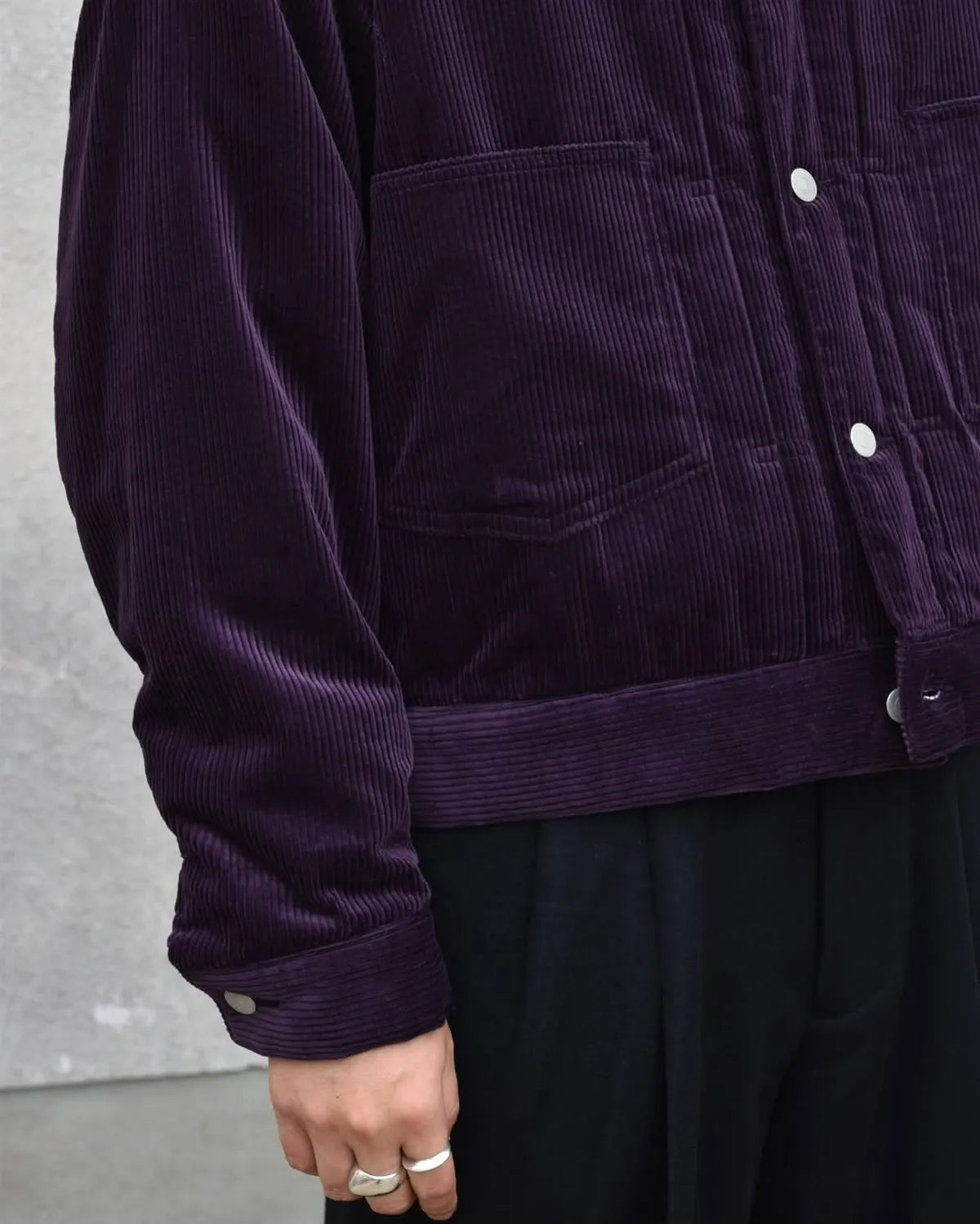 MARKAWARE / Organic Cotton 6-Wale Corduroy Puffed Mandarin Collar Work Jacket (A25C13BL01C)